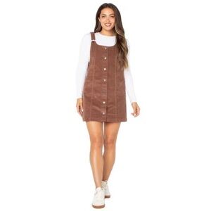 Celebrity Pink Brown Corduroy Overall Dress